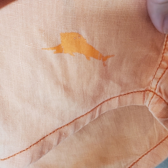 Tommy Bahama Long Sleeve Relaxed 110% Linen button-down. Orange. Size XL - Picture 6 of 7